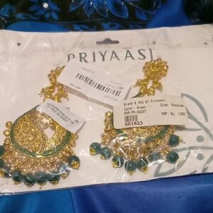 Green and Gold Statement Earrings